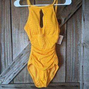 Mustard yellow key hole swimsuit